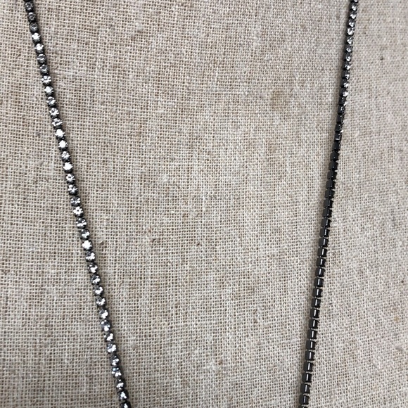 Guess, Black/Silver Rhinestone Lariat Necklace - Picture 3 of 6